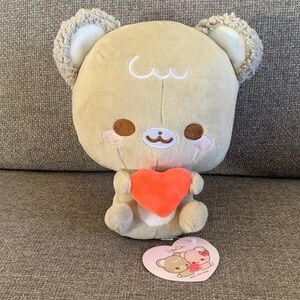 Minto Sugar Cubs Heart Plush Mocha Bear 8” Fukuya New with Tag